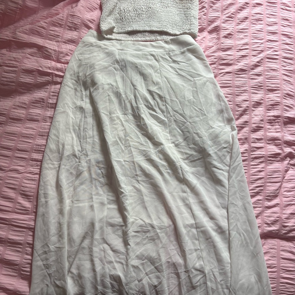 Elegant White Maxi Skirt and tank top set